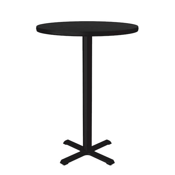 Round Standing Height Cafe Bistro and Breakroom Pedestal Table, High Pressure Laminate Top